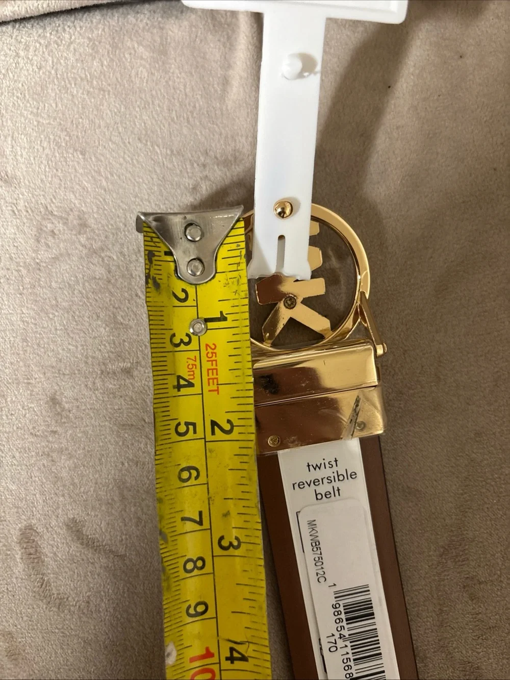 Authentic Michael Kors Reversible Logo Monogram Belt Brown/Vanilla Size Small